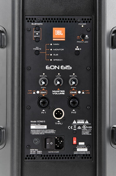 Giao diện điều khiển và kết nối của Loa JBL EON615